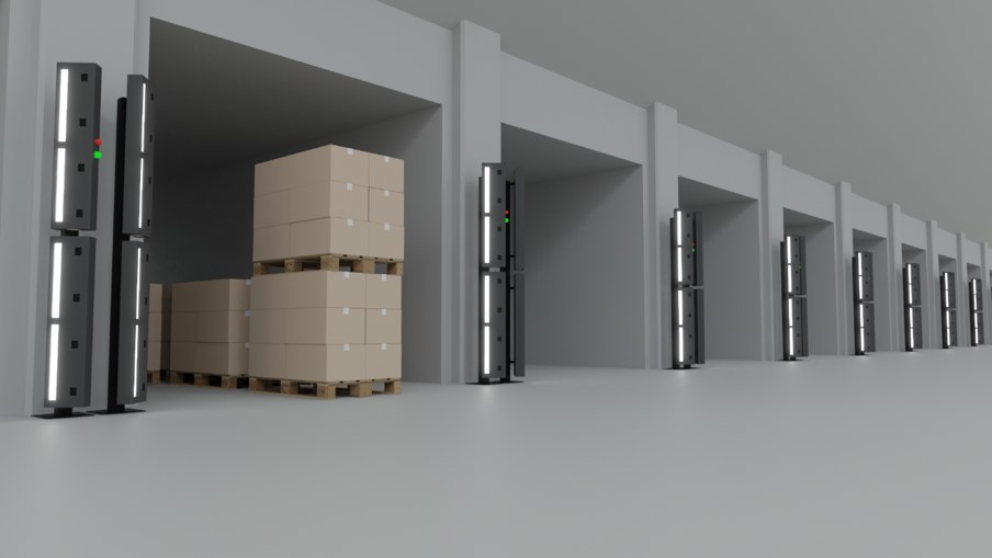 AI-based recognition gate scanning pallets in motion