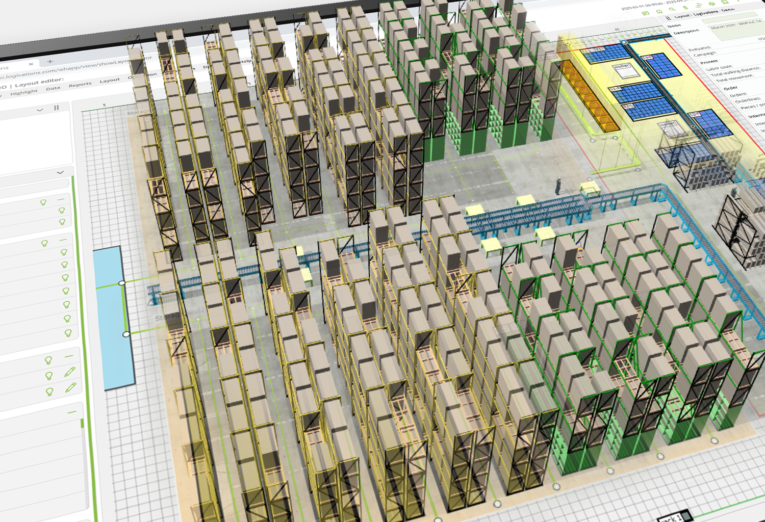 Layout Editor Agent for warehouse digital twins