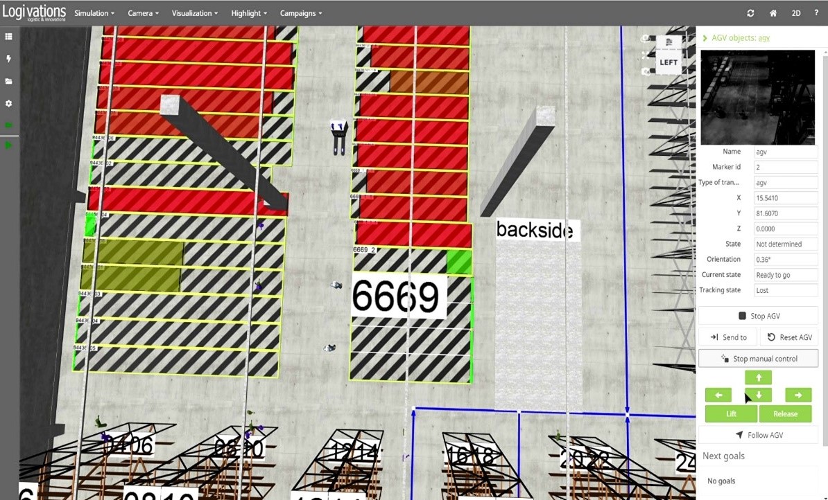 Camera-based real-time location system covering a bulk-storage area